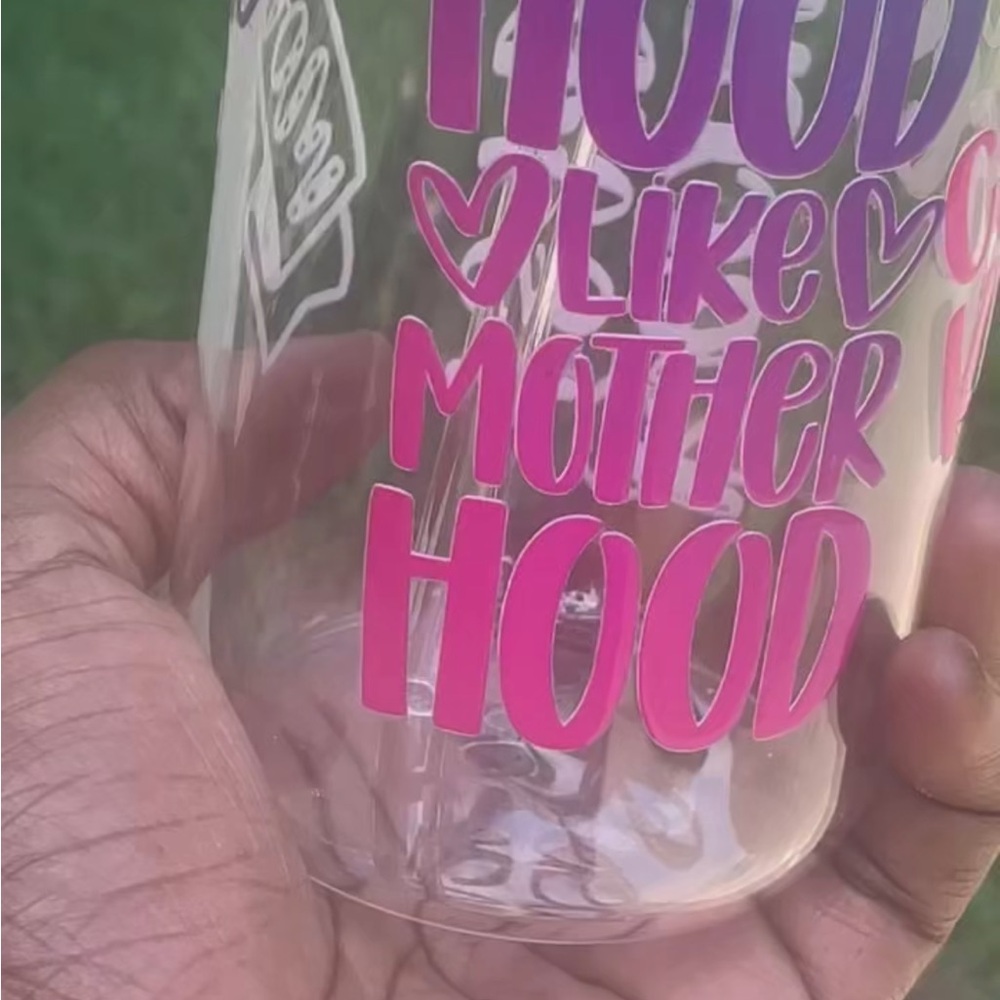 Pink and Purple Lettered Glass Tumbler